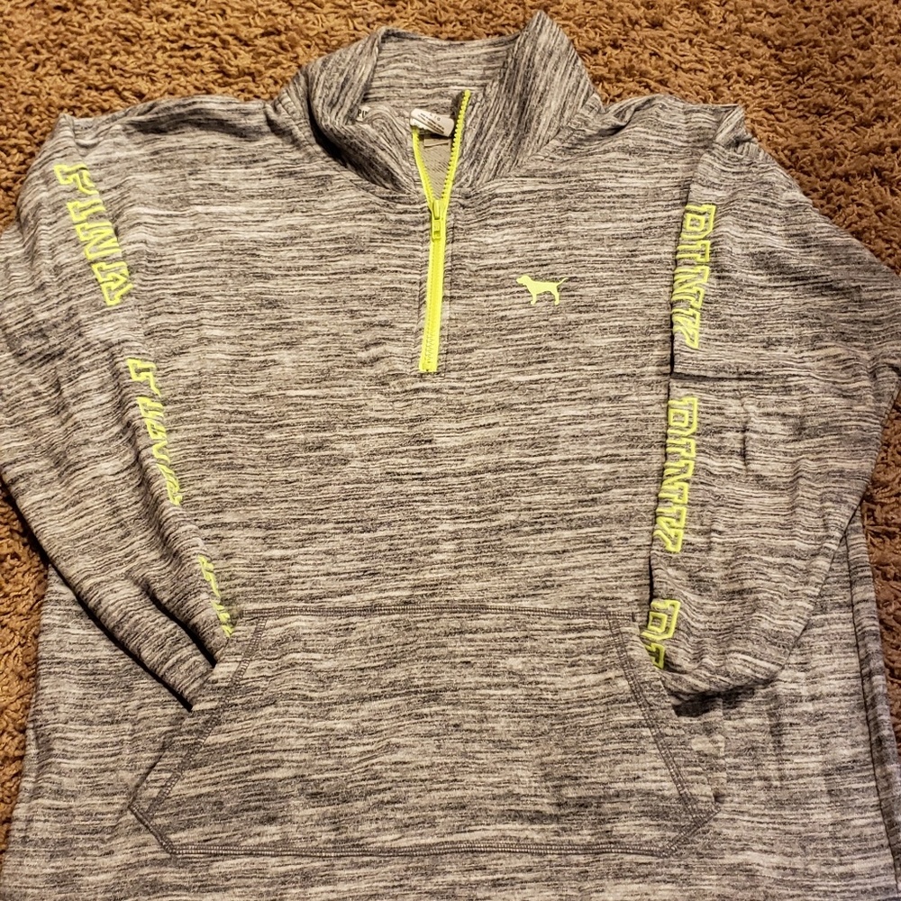 Vs Pink gray,  neon yellow half zip jacket